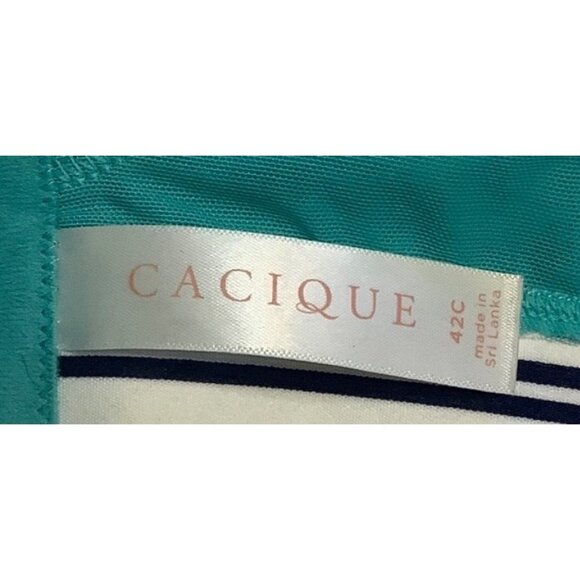 Cacique Boost Plunge Floral Stripes Underwire Bra 42C Plunge Adjustable Straps - Picture 4 of 5